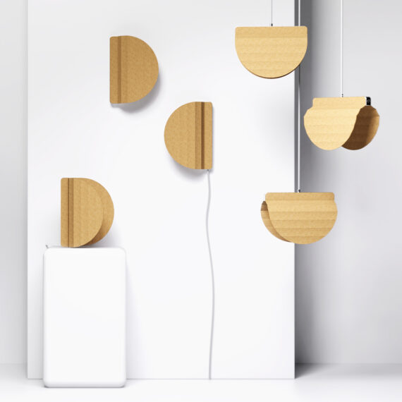 PULP - a sustainable, modular lighting system made out of recycled aluminum and easy-to-install recycled cardboard shells.