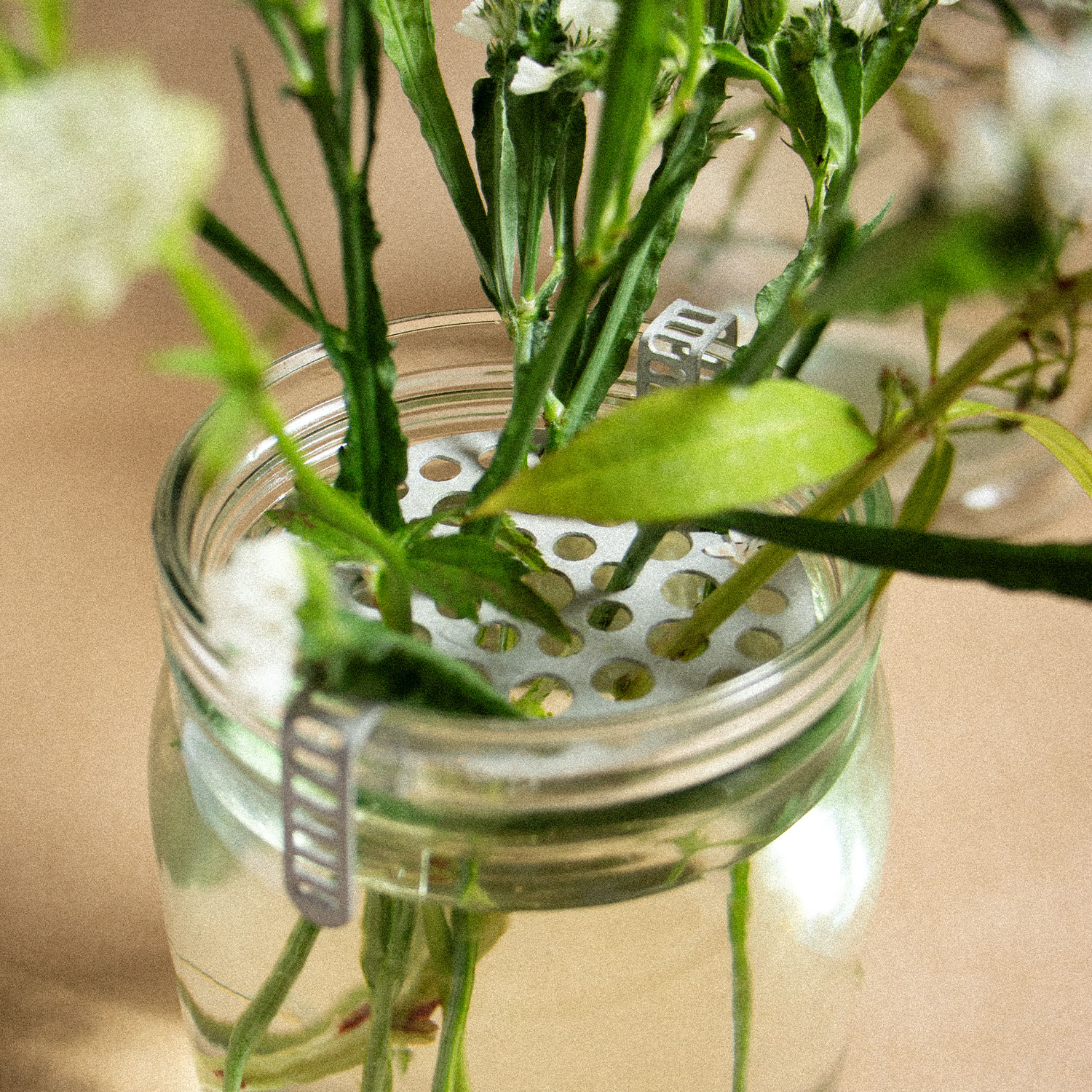 RE:KEBANA - recycled jar used as vase for picked flowers